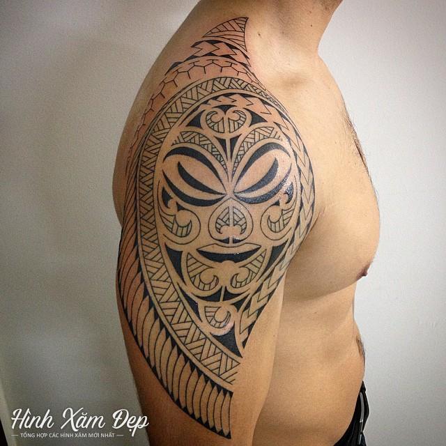 Hình hoa văn maori từ vai xuống bắp tay (2)