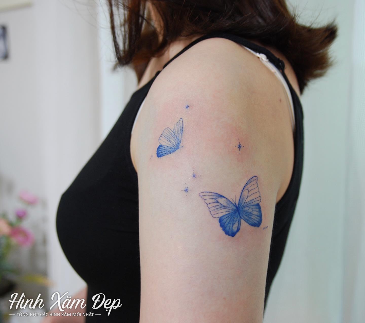 Hình xăm bướm mini bắp tay