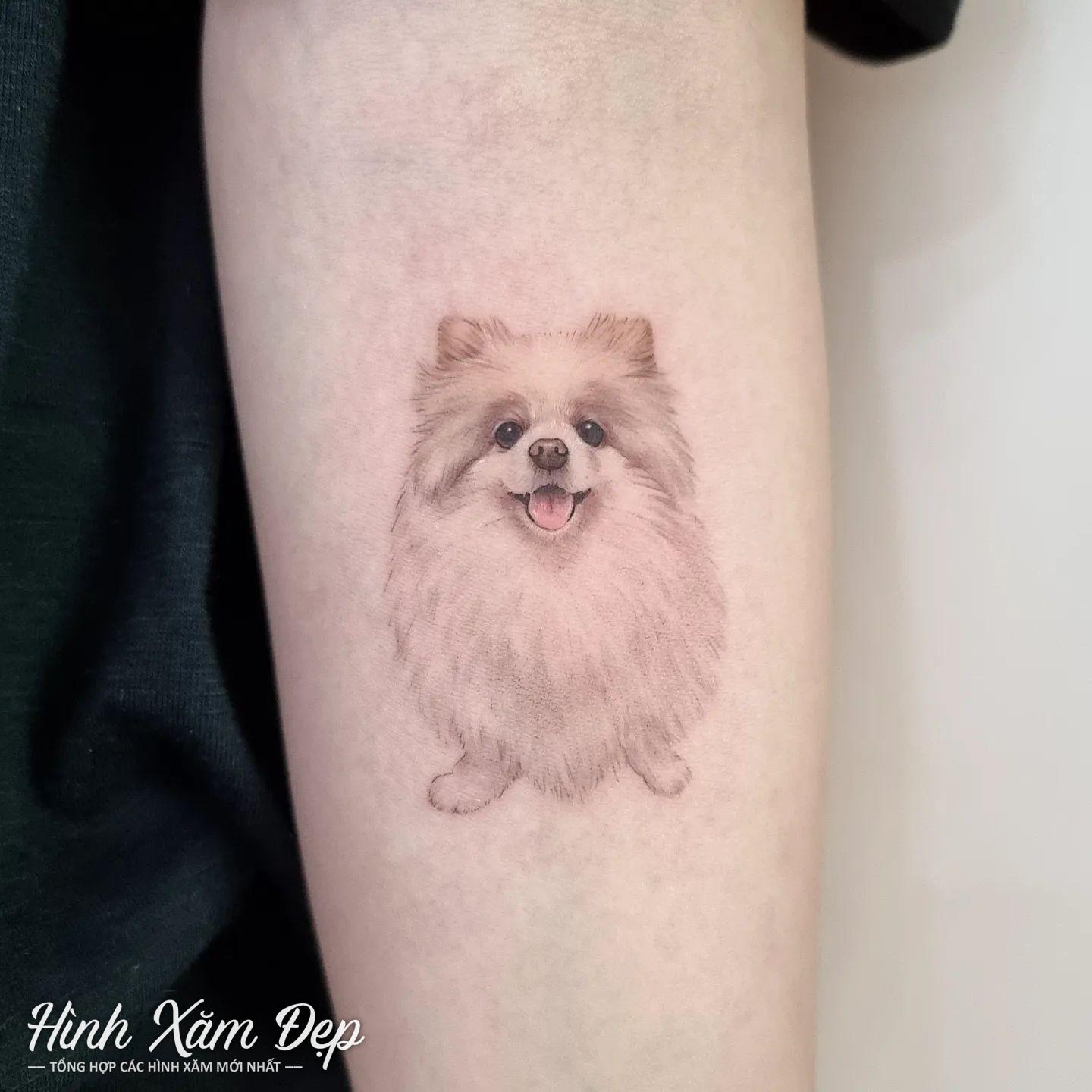 Hình xăm chó mini bắp tay (2)