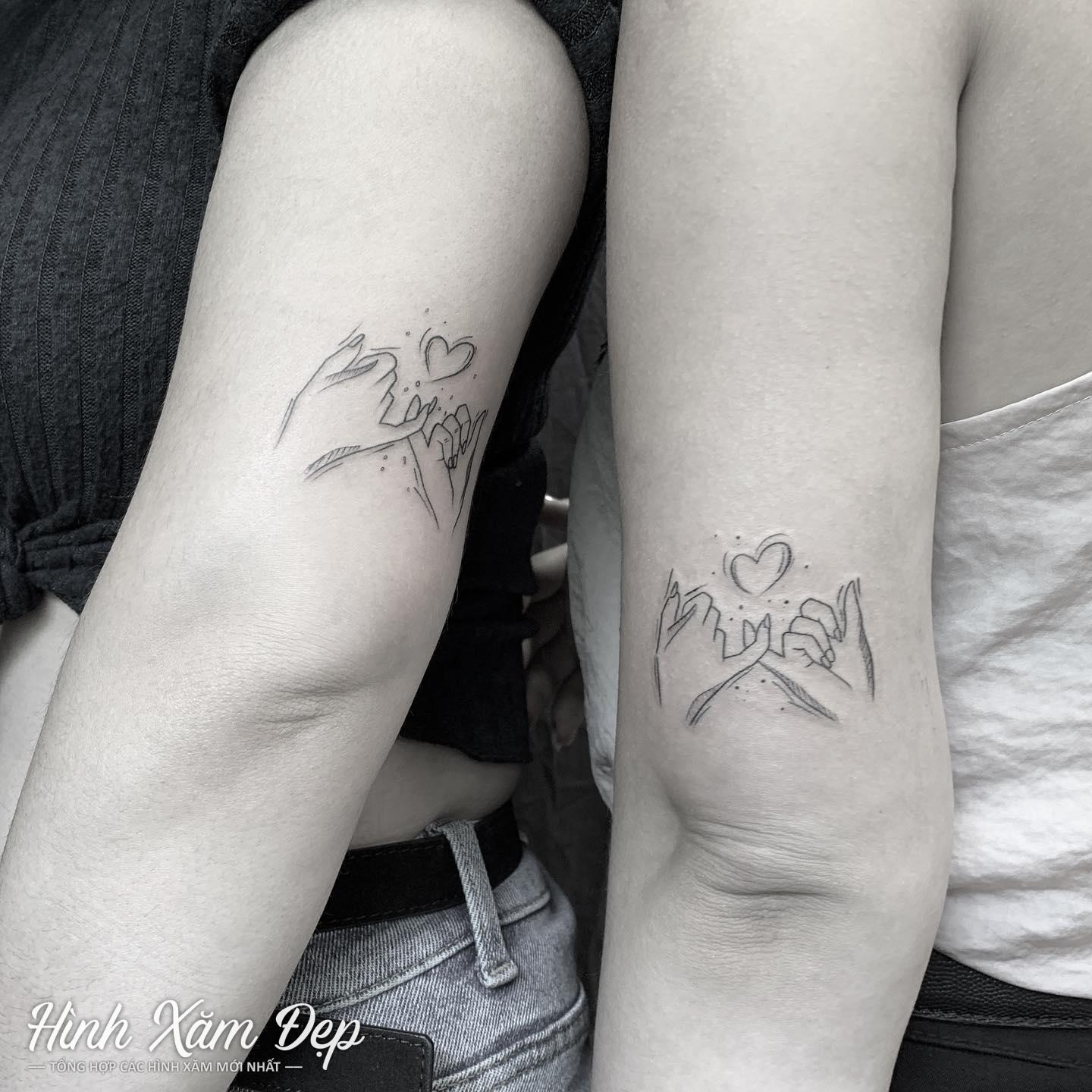 Hình xăm couple nam nữ bắp tay