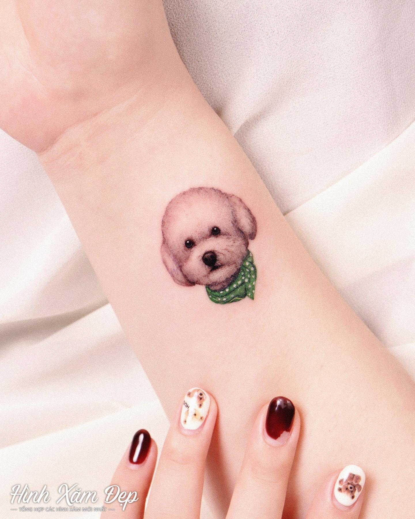 Hình xăm cún mini cổ tay