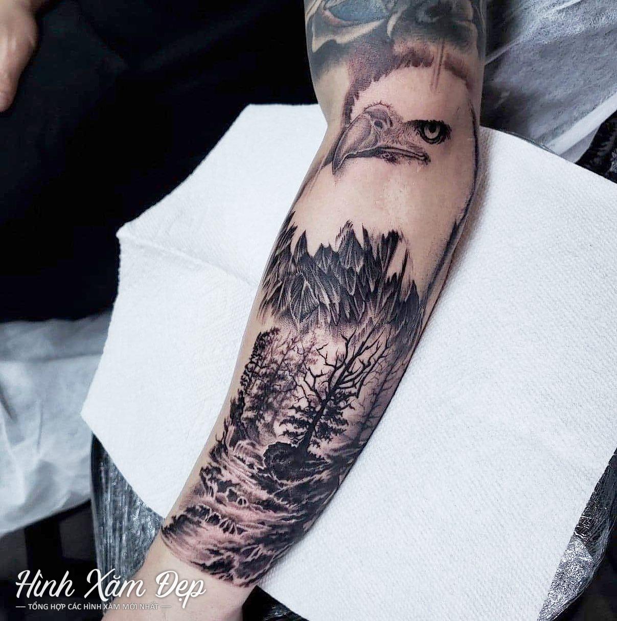 Hình xăm đại bàng full tay