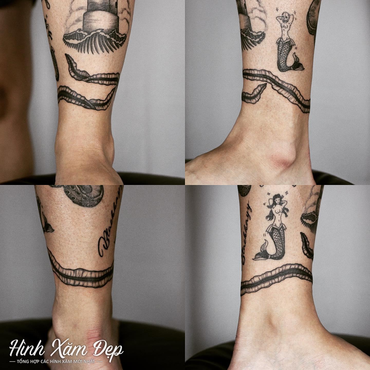 Hình xăm độc lạ ôm cổ chân