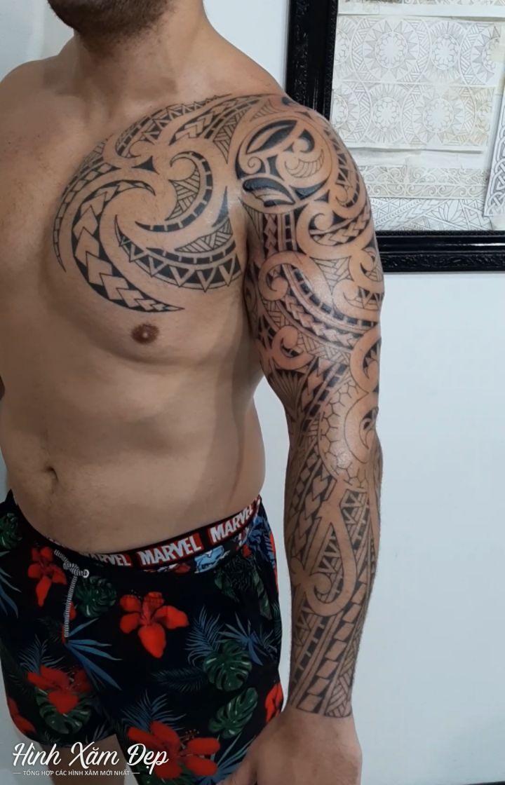 Hình xăm full tay maori