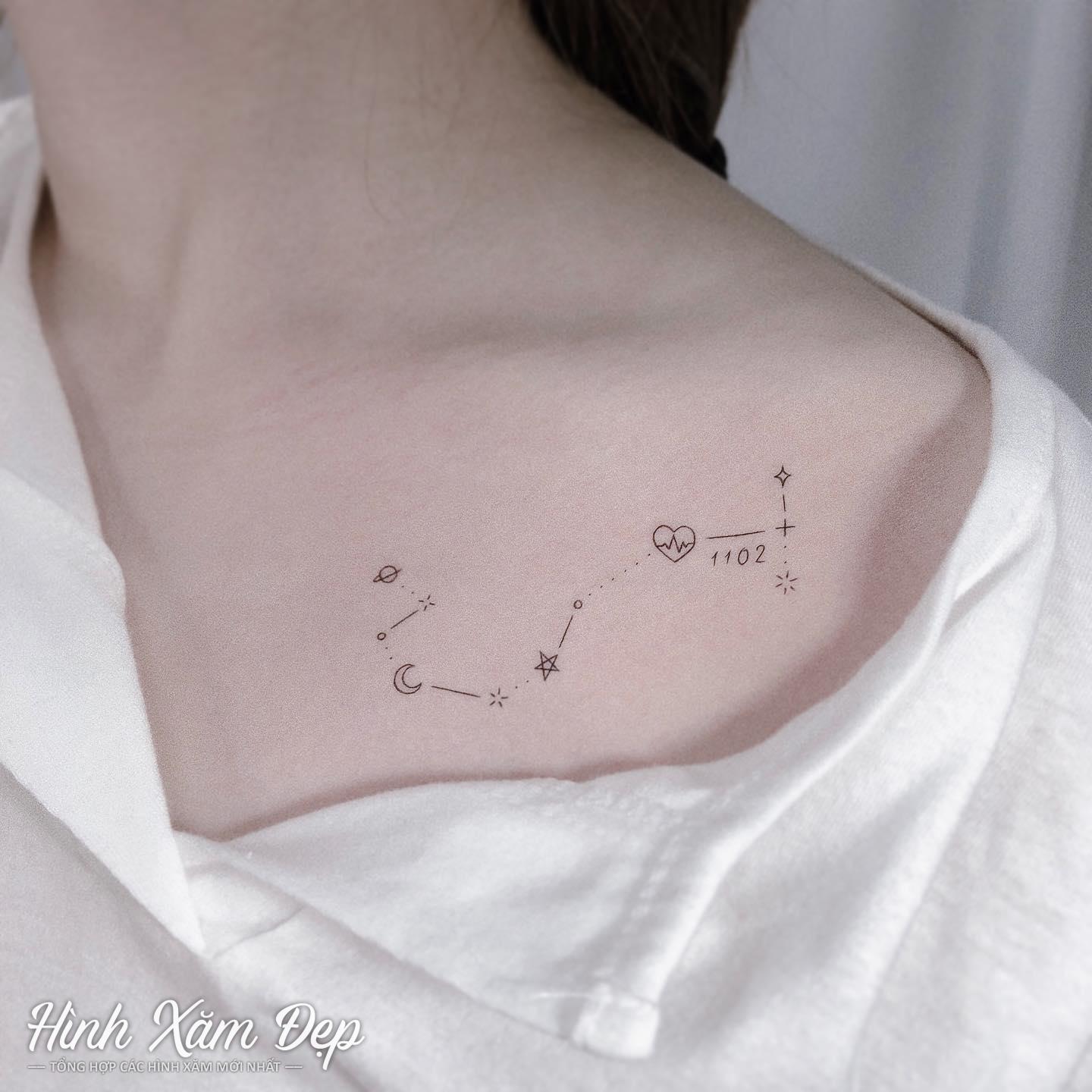 Hình xăm kí tự mini ngực