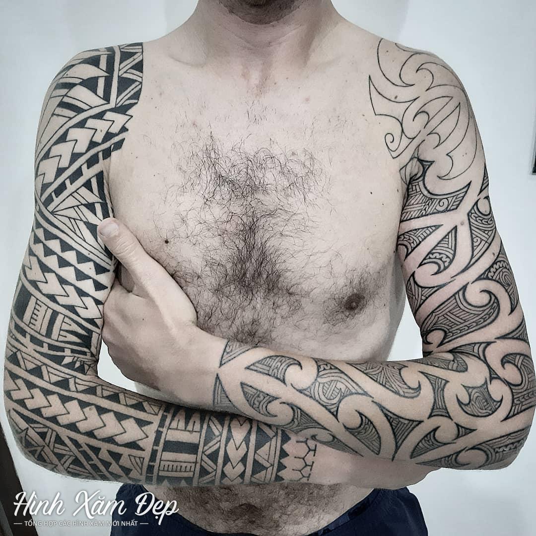 Hình xăm maori full 2 tay