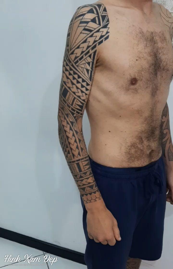 Hình xăm maori full tay