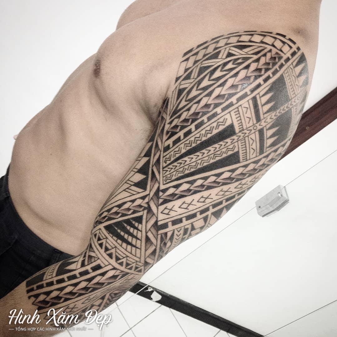Hình xăm maori full tay (2)