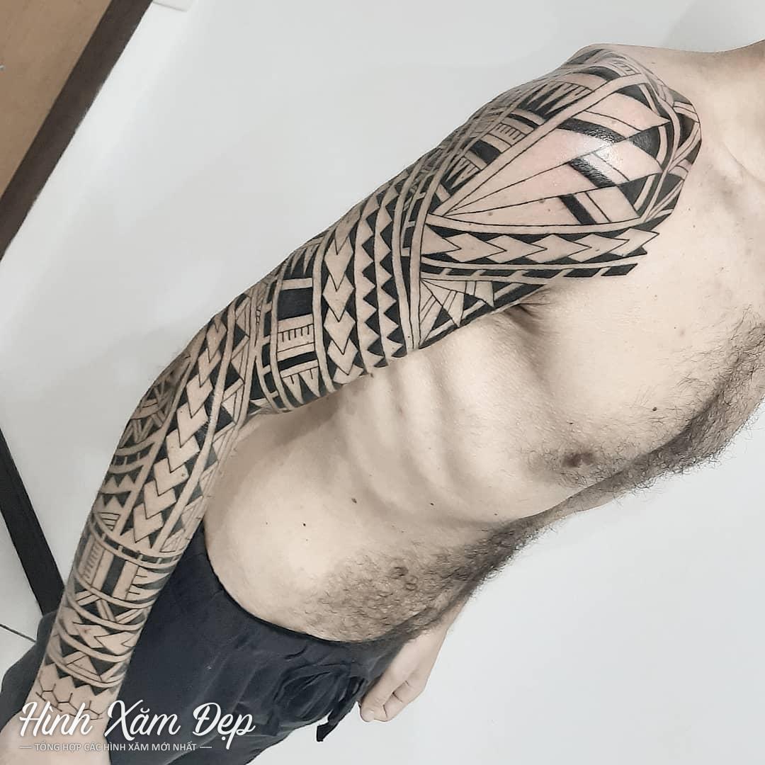 Hình xăm maori full tay