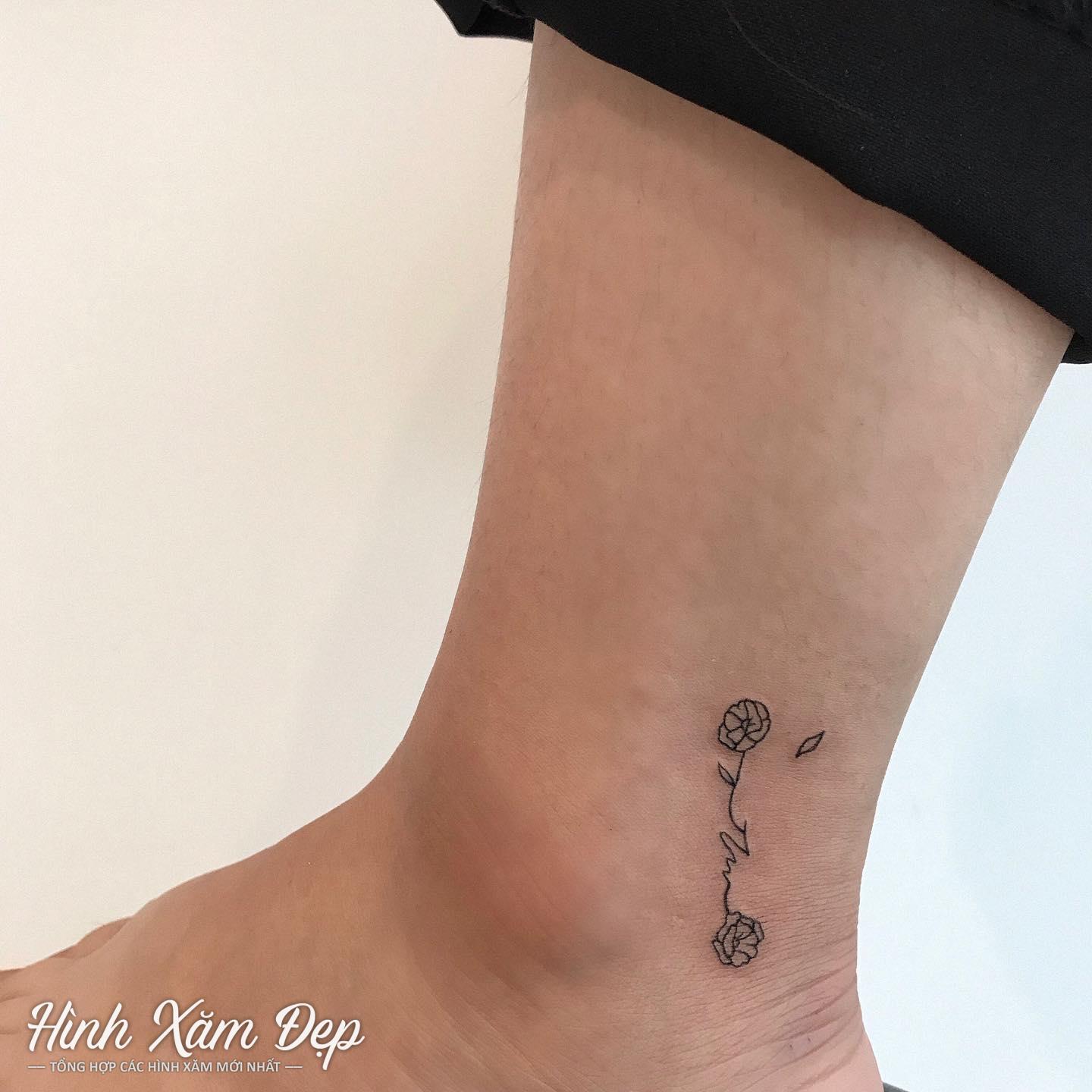 Hình xăm mini đẹp cổ chân