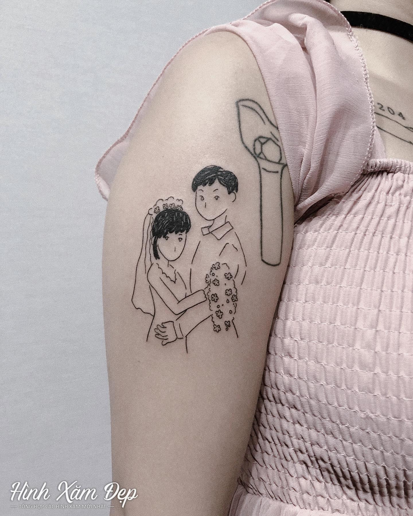Hình xăm outline bắp tay