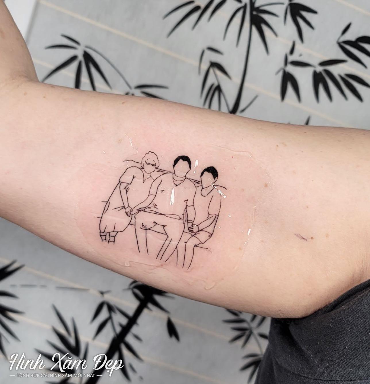 Hình xăm outline bắp tay trong