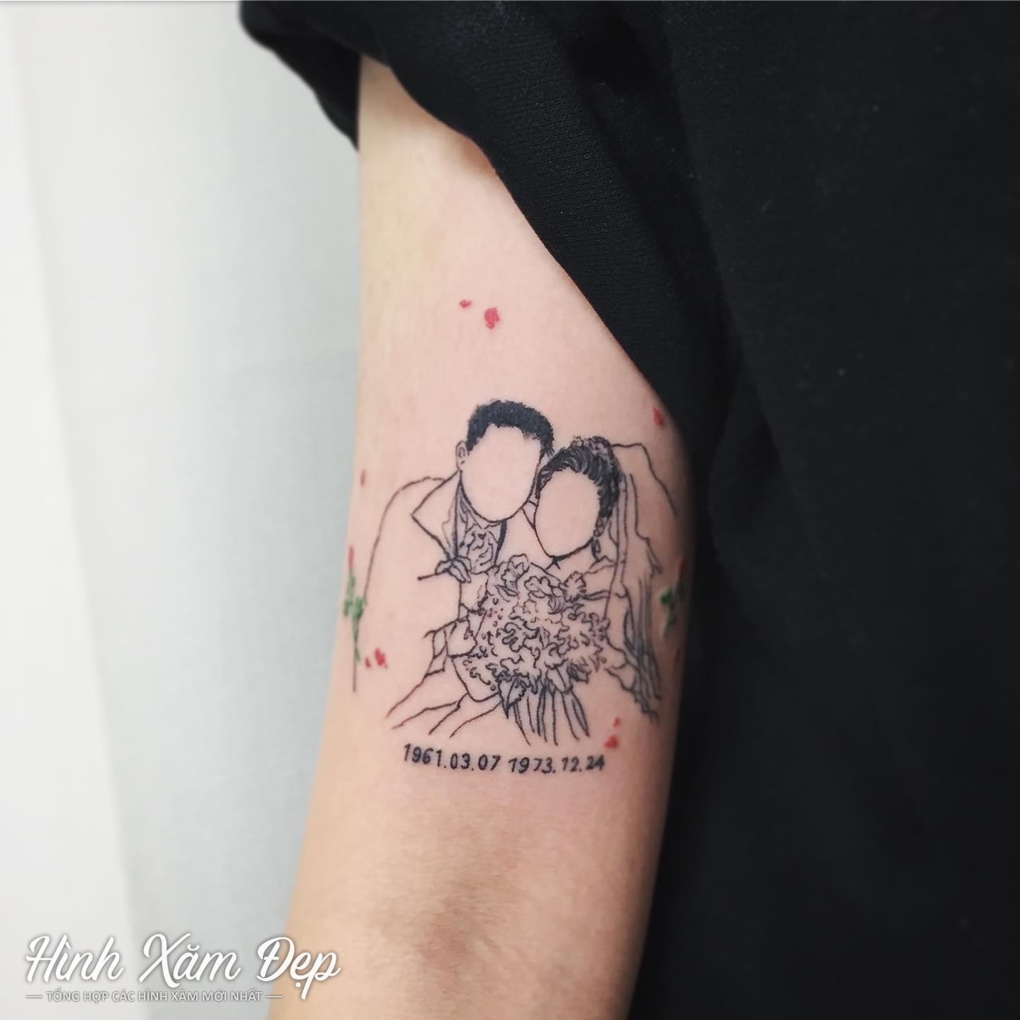 Hình xăm outline bắp tay trong