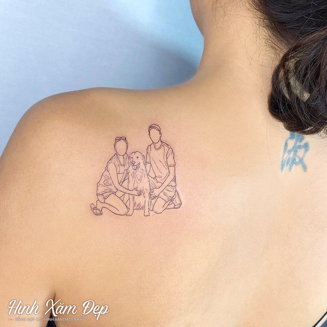 Hình xăm outline ở vai sau