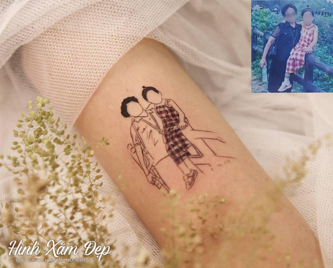 Hình xăm outline ý nghĩa bắp tay