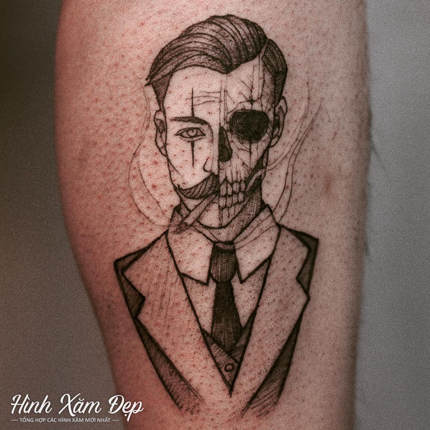 Hình xăm tony bắp chân